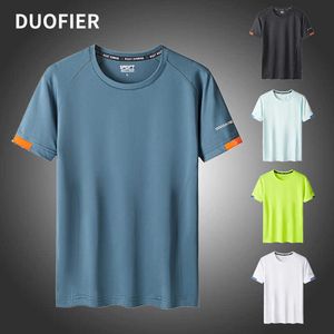 Summer Mens Casual T Shirt Loose Quick Dry Tops Breathable Camping Hiking Cycling Male Outdoor Running Elastic Tee Plus Size 9XL 210603