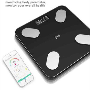 Körperfettwaage Smart BMI-Skala LED-Digital-Badezimmer-drahtloser Gewichtsskala-Bilanz Bluetooth-App Android iOS H1229
