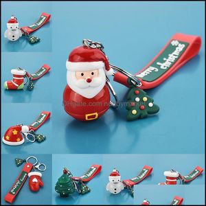 Key Rings Jewelry Merry Christmas Keychain Cartoon Tree Santa Hat Socks Keychains Gloves Ring Holders Bag Hangs Fashion Hip Hop Drop Deliver