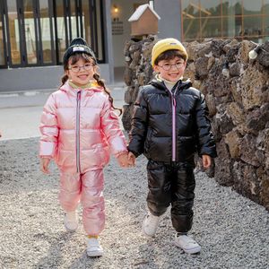 2-6 yaşında çocuklar bebek giysileri setleri kış kız erkek su geçirmez kapüşonlu sıcak aşağı pamuk mont giyim + pantolon 2 adet snowsuit H0909