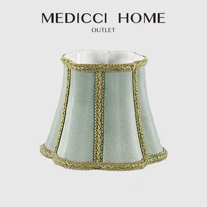 Lâmpada cobre tons medicci home candelabro tecido abajur o estilo vintage europeu céu creativo azul ameixa forma casa arte deco shade s