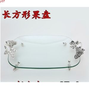 Wholesale Large and medium-sized hotel compote alloy toughened glass oval fruit bowl Simple ideas dry trayhigh quatity