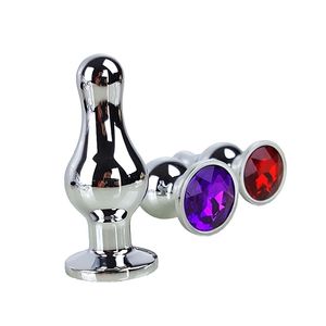 Metal Anal Plugs + Crystal Jewelry, 7 Colors Small Sex Toys For Women & Men Beads, Tube Adult Products 220311