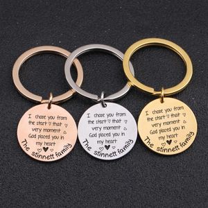 Keychains Private Customized Key Chain Engraved quot I Choose You From God Placed In My Heart quot Family Love Adoption Blend Fob