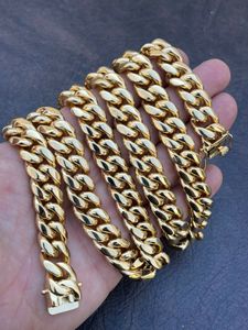 Mens Real Miami Cuban Link Kedja 18K guld över rostfritt stål 30 