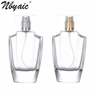 Nyaic 50PCS parfym sub-tappning 50 ml oregelbunden glasflaska transparent fyrkantig keps parfym ersättning tom spruta