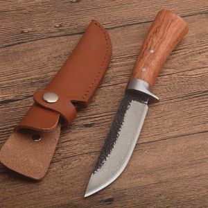 Special Offer Survival Straight Knife High Carbon Steel Black Oxide + Polishing Blade Wood + Steels Head Handle Fixed Blades Knives With Leather Sheath