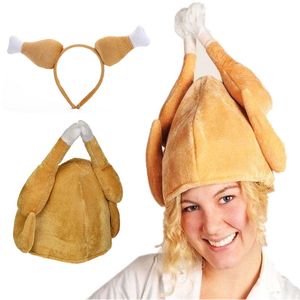 Moda Turquía Sombrero de Acción de Gracias Novedad Cocinado Pollo Pájaro Secreto Santa Fancy Dress Cap Decoración de Navidad Regalo