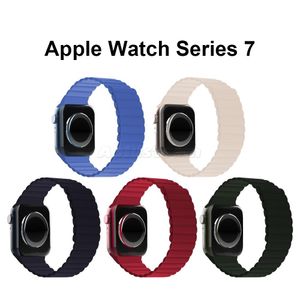 Силиконовая цикла ссылки на магнитный ремень для ленты Apple Watch 44 мм 40 мм IWatch Series7 6 SE 5 4 3 2 1 Спортивный резиновый браслет 42 мм 38 мм Новый