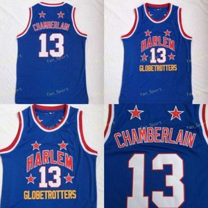 Harlem Globetrotters Wilt 13 Charklain кино Баскетбол Джерси Дешевые продажи Команда Color Blue Все сшитые Чемберлина Униформа Высокое качество