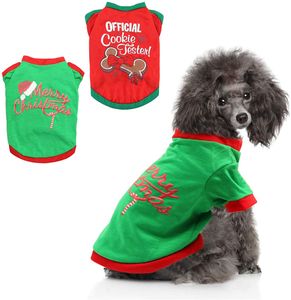 Noel Köpekler Gömlek Pet Giysileri Köpek Giyim Yumuşak Nefes Yavru Gömlek Baskılı Evcil Hayvanlar T-shirt Kedi Giyim Küçük Köpek Kediler Için Cosplay Santa Claus Snowman XS A58