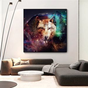 Modern Minimalism Estilo Cool Lobo Animal Pintura de Pintura de Lona Posters e Impressões de Parede para Sala de Living Decor Unframed