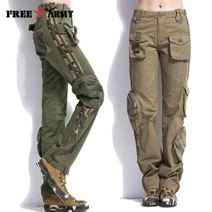 Brand Plus Size Unisex Cargo Calças Casuais Jogger Homens militares Exército Verde Camuflagem Caminhada Tático Cáqui 210715