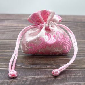 10pcs Mini Chinese style Gift Bag Drawstring Brocade Handmade Silk Pouch Jewelry Packaging Ring Earrings Vintage Sachet 8x8cm