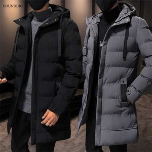 Men Jacket Casual Fashion Mid-Length Trendy Jacket Warm and Windproof High-Value Motorcycle Hooded Cotton-Padded Jacket 211023