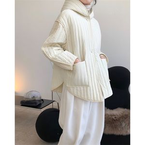 Lazy Profile Quilted Hooded Cotton Jacket Loose Slimming and All-Matching Warm Thick Coat Women 210923
