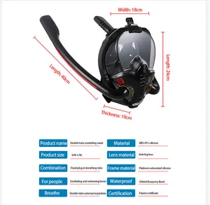 Double tube diving mask Full dry anti-fog full face snorkeling Sambo New silicone snorkeling mask