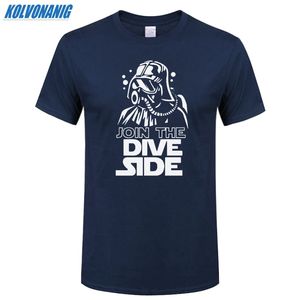 Word lid van de Duik Side Dark Onderwater Grappige Gedrukt T-shirt Katoen Korte Mouw O-hals Herenkleding Merk Top Tee-shirt Plus Size 210317