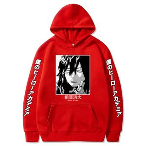 Cute Mens Hoodies Meu Herói Academia Homens Mulheres Pullovers Moletons Aizawa Shota 90s Anime Hoody Streetwear Tops H0910