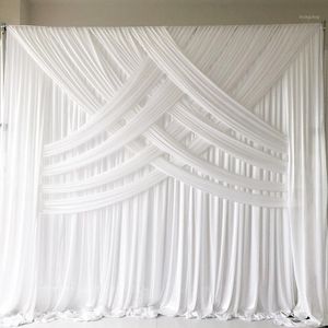March Arrival 3m H X3m W 1 Piece Sale White Cross Drapes Ice Silk Curtain Wedding Backdrop
