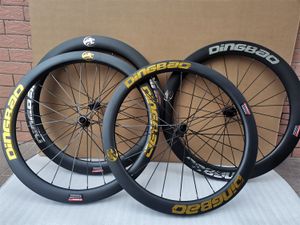 新しいカーボンホイールリム高さ38-50-60-80mm UDマットサーフェスチューブレスクリンチャー23/25mm幅700cカーボンディスクブレーキホイールセット