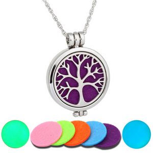Tree of Life Cross Snowflake Necklace Luminous Aromatherapy Stainless Steel Perfume Oil Diffuser Essential Necklaces Cross Pendant Locket for women children