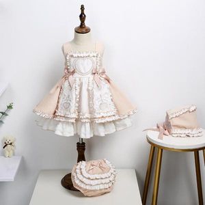Spanish Girl Lolita Princess Dress Bow Wood Ear Embroidery Sweet Cute Ball Gown Birthday Party Easter Dresses For Girl Y3746 Q0716