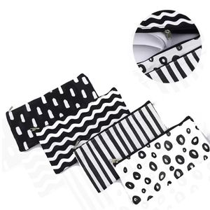 Black Striped Pencil Bag Pocket Cosmetic Pencils Pens Pouch Holder Storage Case Pencils Bags Office School Supplier