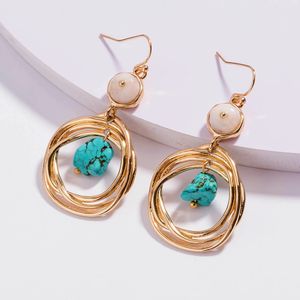 Dangle & Chandelier 2021 Gold Vintage Turquoise Drop Earrings Fashion Jewelry Earrings For Women Gothic Party Gift Wholesale Jewelry