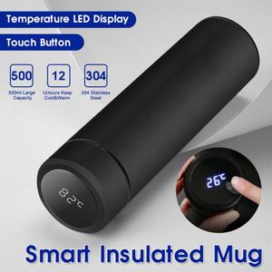 500ml Termo Garrafa de Água Aço Inoxidável Temperatura Inteligente LED Display Vácuo Caneca Garrafa Termica Termos Para Agua 210907