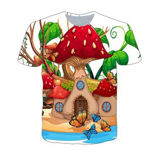 Şirin Özel Tişörtler toptan satış-Erkek T Shirt D Rahat T Shirt Çocuk Boy Kadın Giysileri Grafik Yaz Harajuku Sevimli Bitki Mantar Özel Kısa Üstleri