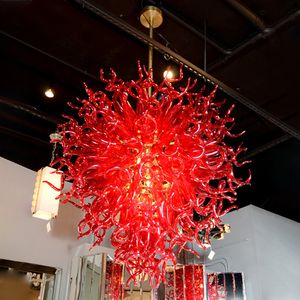 Red Cristal Chandeliers Lâmpadas de arte Decoração de mão soprada de vidro lustres cadeia home cadeia LED pingente iluminação Itália sala de estar luminárias 32 por 40 polegadas