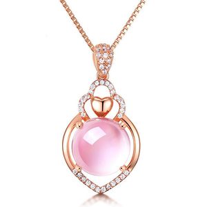 Подвесные ожерелья Ociki Rose Gold Color Ross Quartz Cz Pink Opal Jewelry Dewelrace Dhoker