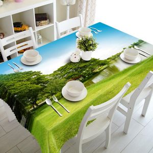 Tafelkleed D groen grasland landschap patroon waterdicht polyester rechthoekige tafelkleed bruiloft dekking huis textiel