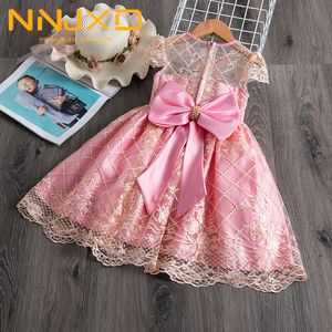 Sommer rosa Mädchen Kleid süße Kinder Kleid Kind Mädchen kleine Prinzessin Kleid für Hochzeit Party 1 2 3 4 5 6 7 8 9 10 Jahre Baby Mädchen 210303