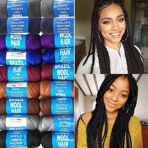 1PC 10pcs Brazilian wool hair yarn African hair yarn for braiding wig artificial twisting bundles wholesale hair attachment knitting Y211129