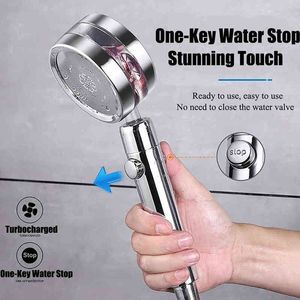 Syezyo High Pressure Water Saving Shower Head with pause switch Handheld Turbocharged Head 360 Degrees Rotating H1209