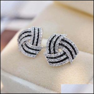 Stud Earrings Jewelry S1223 Fashion S925 Sier Post Black Triangle Crystal Rhinstone Drop Delivery 2021 Jwzbv