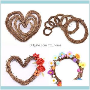 Dekorativa festliga partier Gardendecorative Flowers Wreaths 8/10/12/15/20/25 / 30cm Jul naturlig rund och hjärta Rattan DIY Wrea