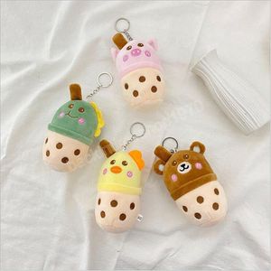 Cartoon Animal Pearl Milk Tea Cup Pluszowe Zabawki Lalka Klucz Mini Zwierząt Wisiorek Doll Prezent Dla Dziecka Boże Narodzenie