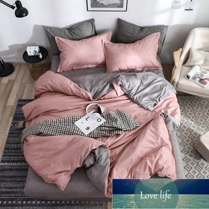 AB side bedding solid simple bedding set Modern duvet cover set king queen full twin bed linen brief bed flat sheet Factory price expert design Quality Latest Style