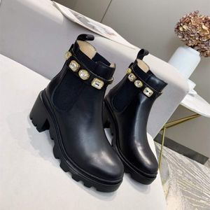 Womens Boot Designer Luxury Rois Bee Chelsea Diamond Boots Ankle Martin Nylon Motorcycle Cowboy Roman Fashion Military Combat Boot Strap Thick High Heel 6.5 cm