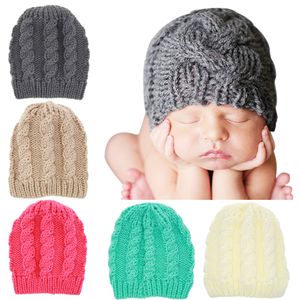 Dzieci Dziewczyny Zimowe Ciepłe Czapki Plaid Handmade Knitting Sweet Crochet Hat Noworodka Dzieci Dzianiny Czapki dla Toddler KBH46