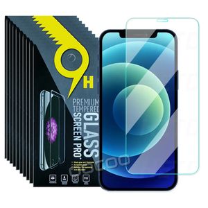 2,5d 9H przezroczystego ochraniacza ekranu dla iPhone'a 14 13 12 Mini 11 Pro X XR XS MAX 6 7 8 Temperowane szkło czyste Samsung Galaxy S20 Fe S22 Plus A32 A53 A73 A21 z pakietem papierowym pakietem papierowym