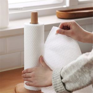 50Pcs/Roll Kitchen Dishcloth Lazy Rags Disposable Cleaning Cloth Towels Wipes Bamboo Rag Scouring Pads Home Kitchen Utensils Hot