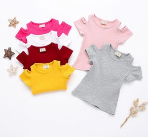Tシャツの女の子固体弾性シャツ夏のカジュアル幼児の赤ちゃん女の子半袖Tシャツトップス子供幼児