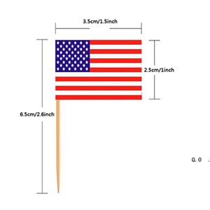 New100pcs Reino Unido Toothpick Flag Americano Toothpicks Flag Cupcake Toppers Cozimento Bolo Decoração Bebida Cerveja Stick Party Decoração Suprimentos Ewe7611