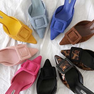 Dres's Casual Babouche Vamp Pointed Toed High Heels Stiletto Half Slippers Loafers Stilettos Slides Mules Shoes 12 13 210624