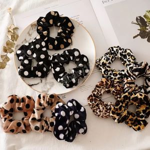 Leopar Saç Scrunchies Kadınlar Kadife Hairbands Nokta Elastik Halat At Kuyruğu Tutucu Kış Şapkalar Kıllar Aksesuarları 13 Tasarımlar