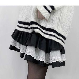 女性のための春と夏のミニケーキハイウエストハルク日本語スタイルスカートヴィンテージ素敵な短いスカート210619